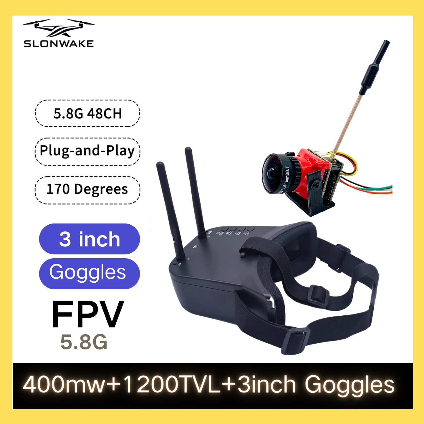 SLONWAKE 5.8G 48CH FPV 400mw V - đánh giá và giá Drone Frame