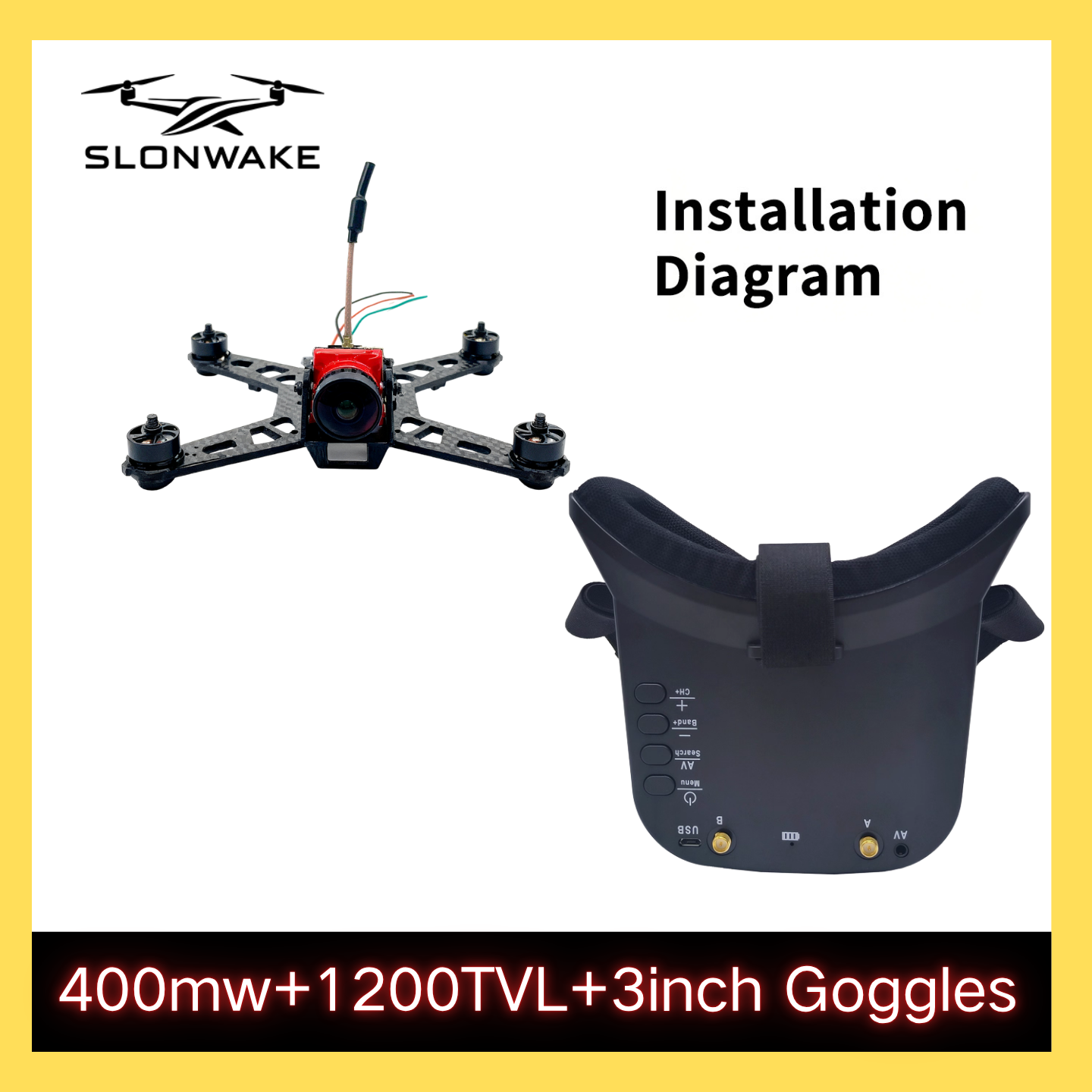 SLONWAKE 5.8G 48CH FPV 400mw V - đánh giá và giá Drone Frame