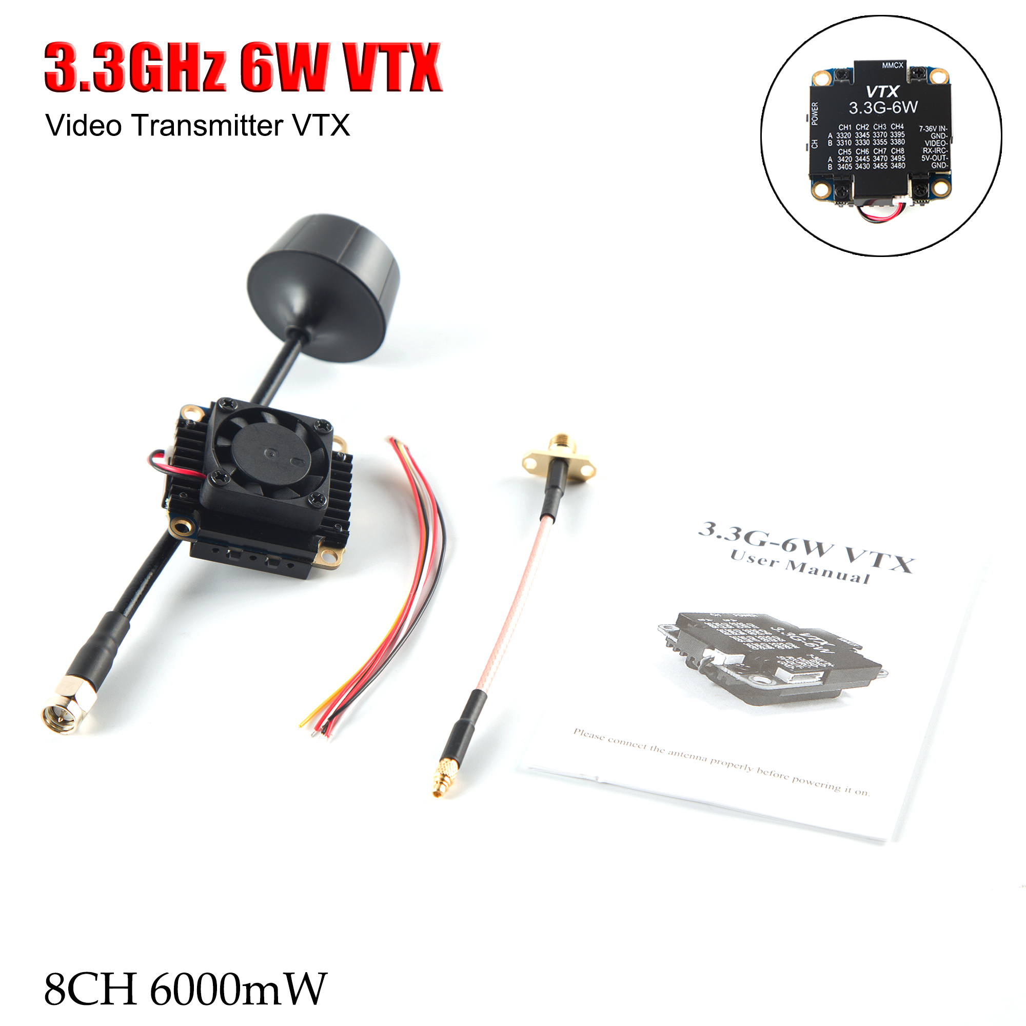 FPV Video Transmitter 3.3G 6W  - đánh giá và giá Drone Transmitter