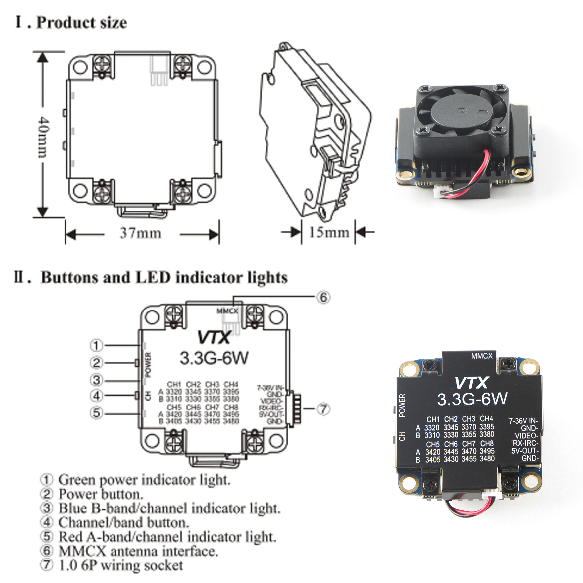 FPV Video Transmitter 3.3G 6W  - đánh giá và giá Drone Transmitter