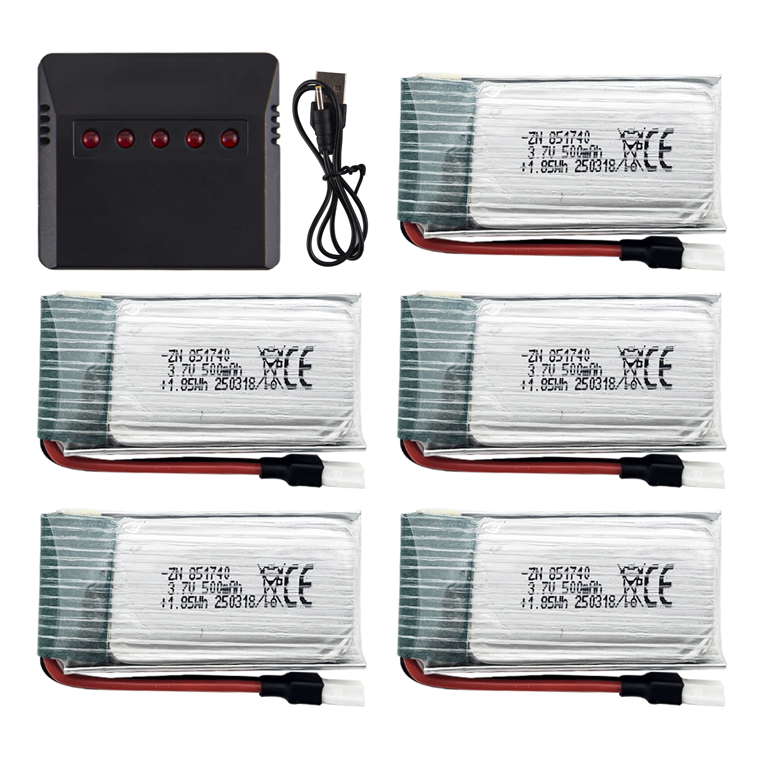 5Pcs 3.7V 500mAh LiPo Batterie - đánh giá và giá Drone Charger
