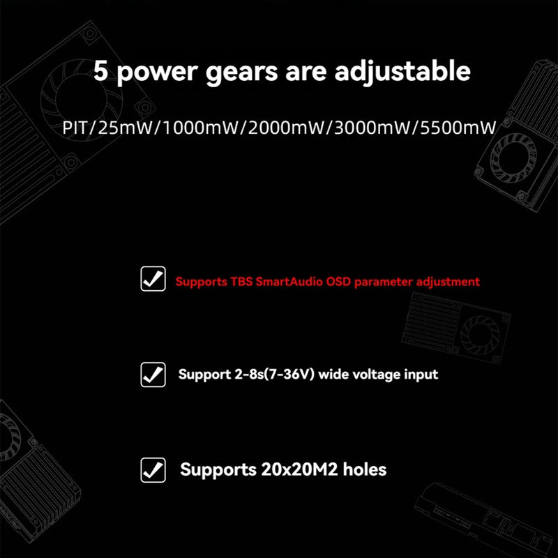 5.8G 5.5W VTX 64CH High Power  - đánh giá và giá Drone Transmitter